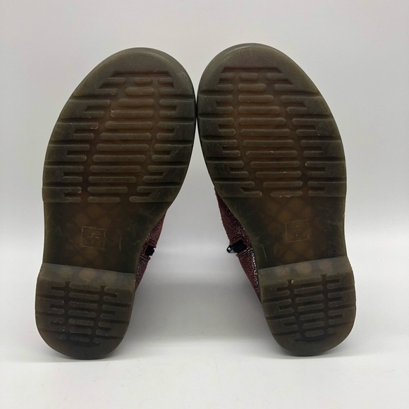 Dr. Martens Boots Girls 4 Delaney Pink Glitter Combat Lace Up High Top Moto - Picture 7 of 7